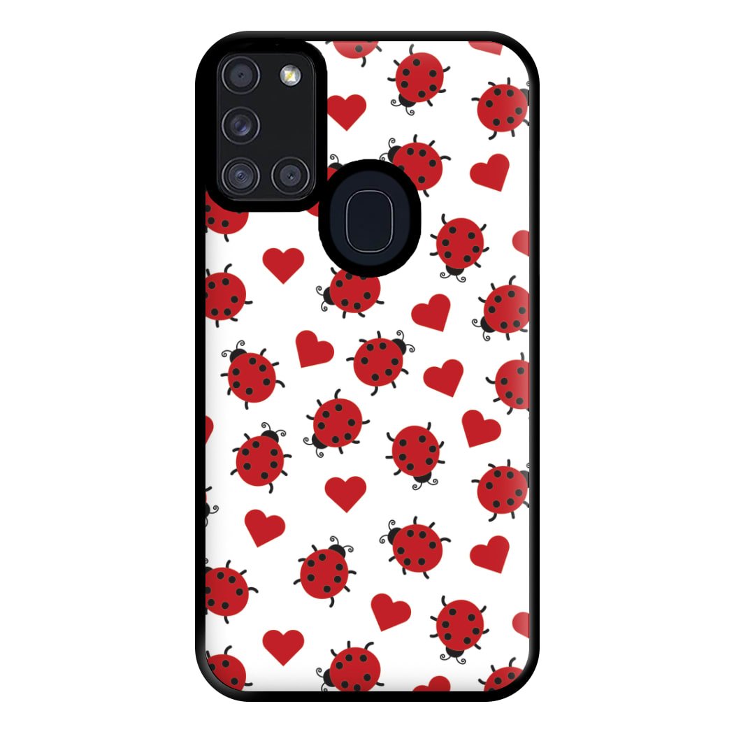 Ladybugs And Hearts Pattern Galaxy A21s Case