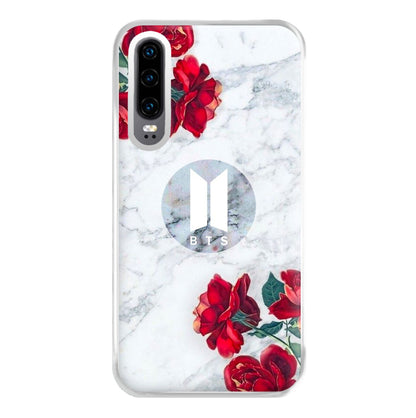 K-Pop Band Logo Marble Roses Phone Case