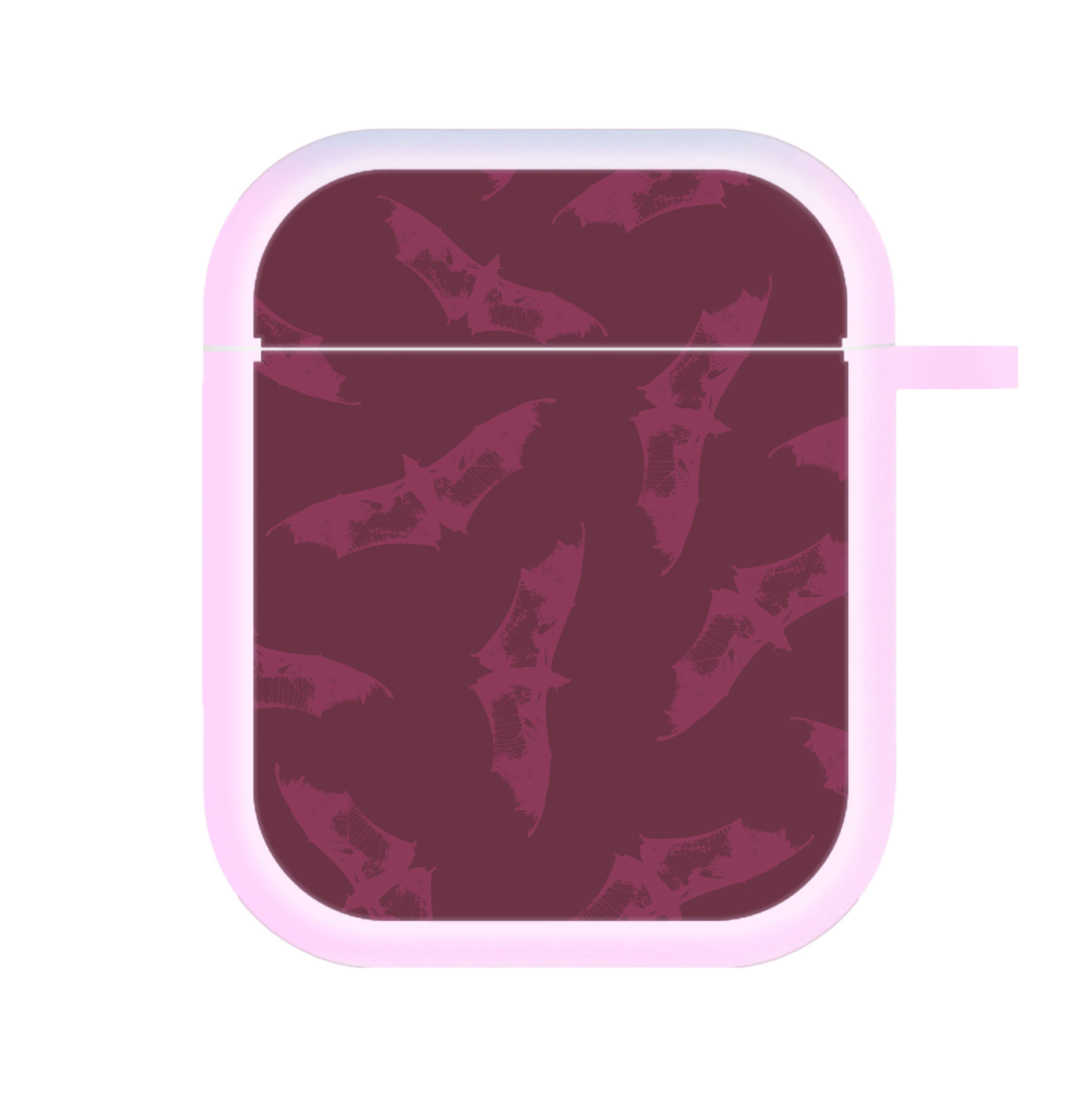 Dark Pink Bats Pattern AirPods Case
