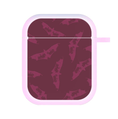 Dark Pink Bats Pattern AirPods Case