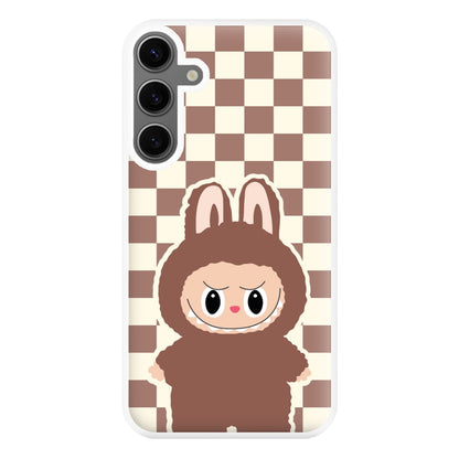 Checkered Cute Brown Monster  Galaxy S24 Plus Case