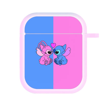 Angel And Blue Alien - Pink Alien AirPods Case