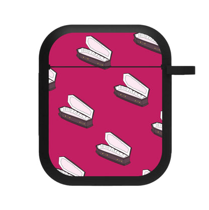 Bright Pink Coffin Pattern AirPods Case