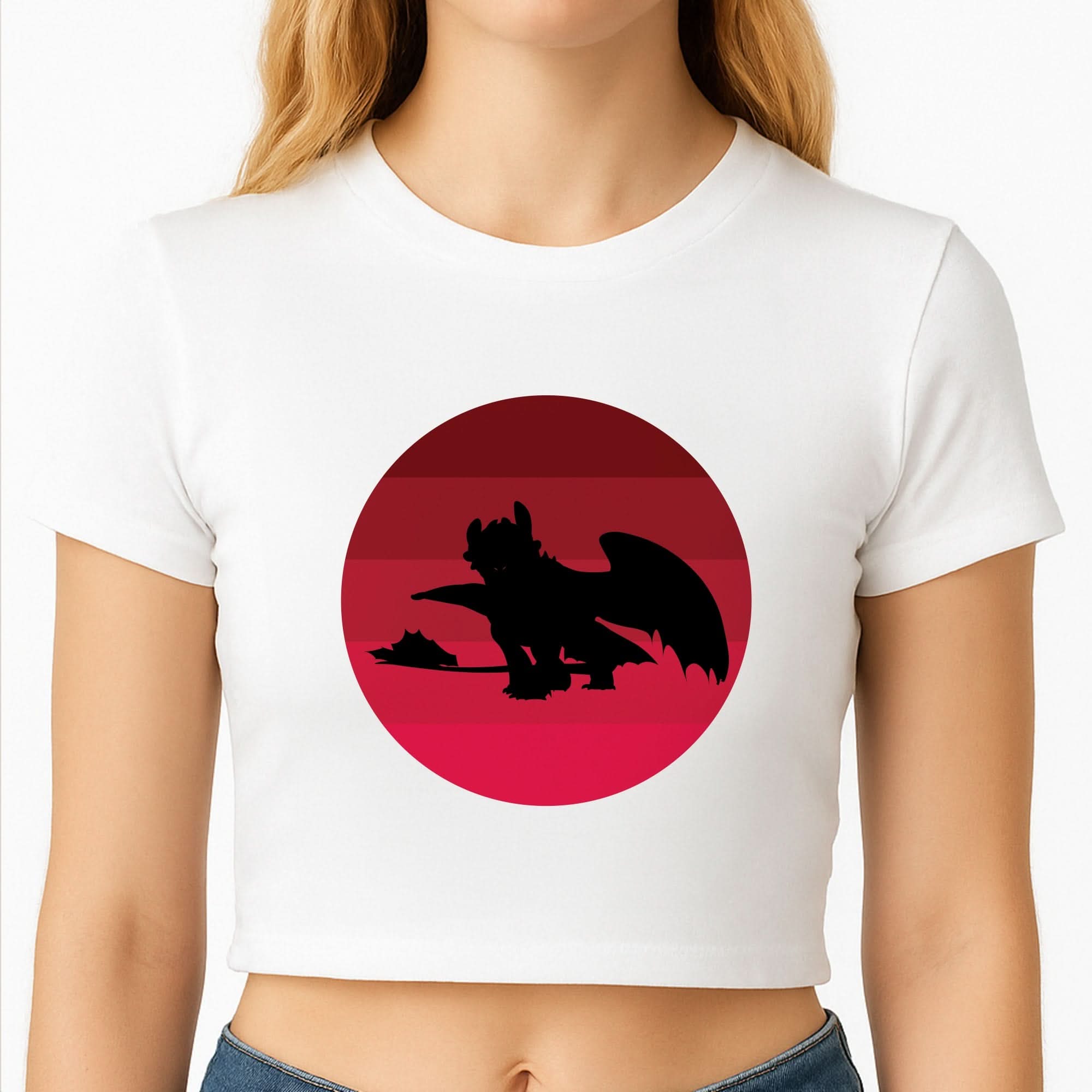 Red Sunset Dragon Crop Top