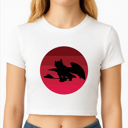 Red Sunset Dragon Crop Top