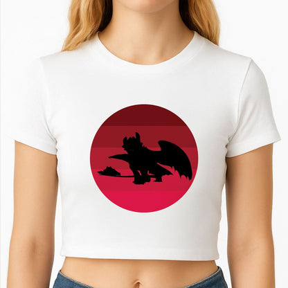 Red Sunset Dragon Crop Top