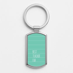 Best Teacher Eva Silver Metal Keyring