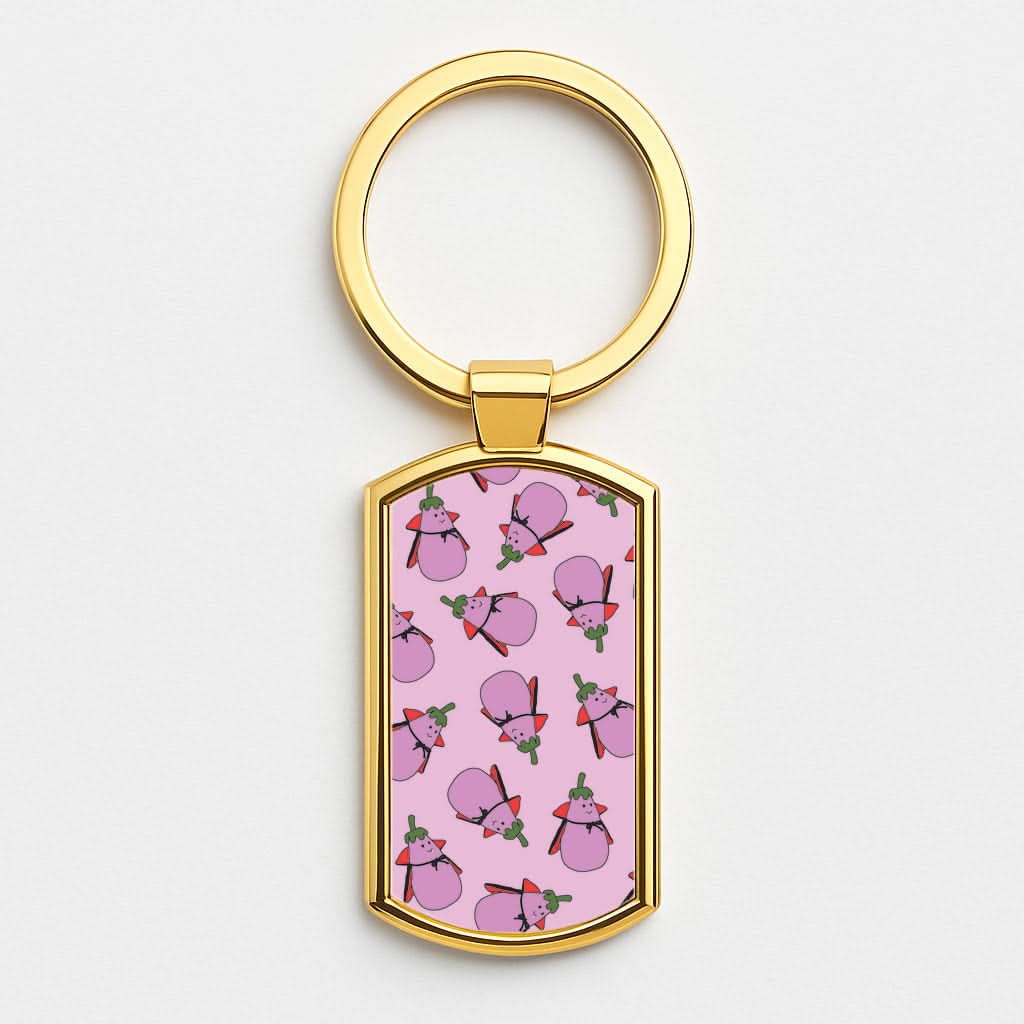 Vampire Vegetable Pattern - Halloween Gold Keyring