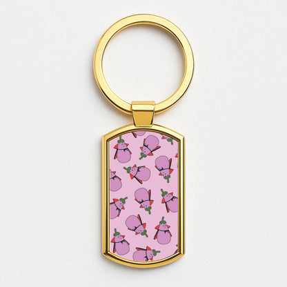 Vampire Vegetable Pattern - Halloween Gold Keyring