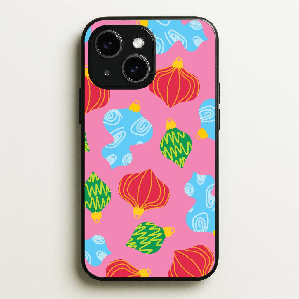 Abstract Christmas Baubles Pattern iPhone 15 Plus Case