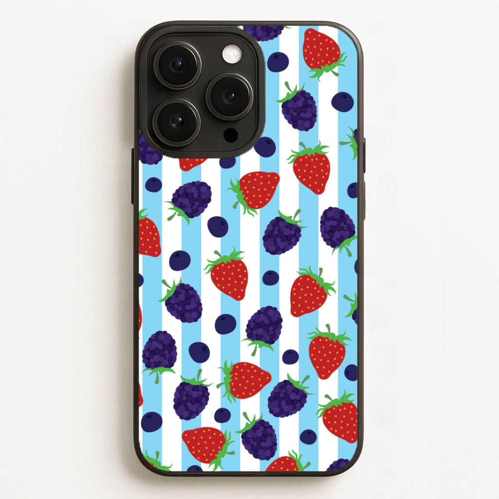 Stripes And Berries Phone Case for iPhone, Samsung Galaxy and Google Pixel