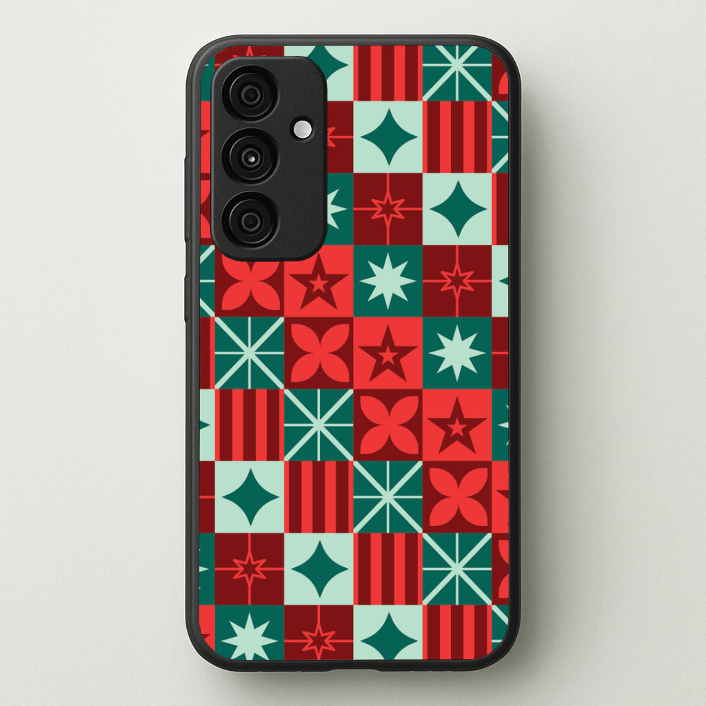 Geometric Square Christmas Pattern Galaxy A55 Case