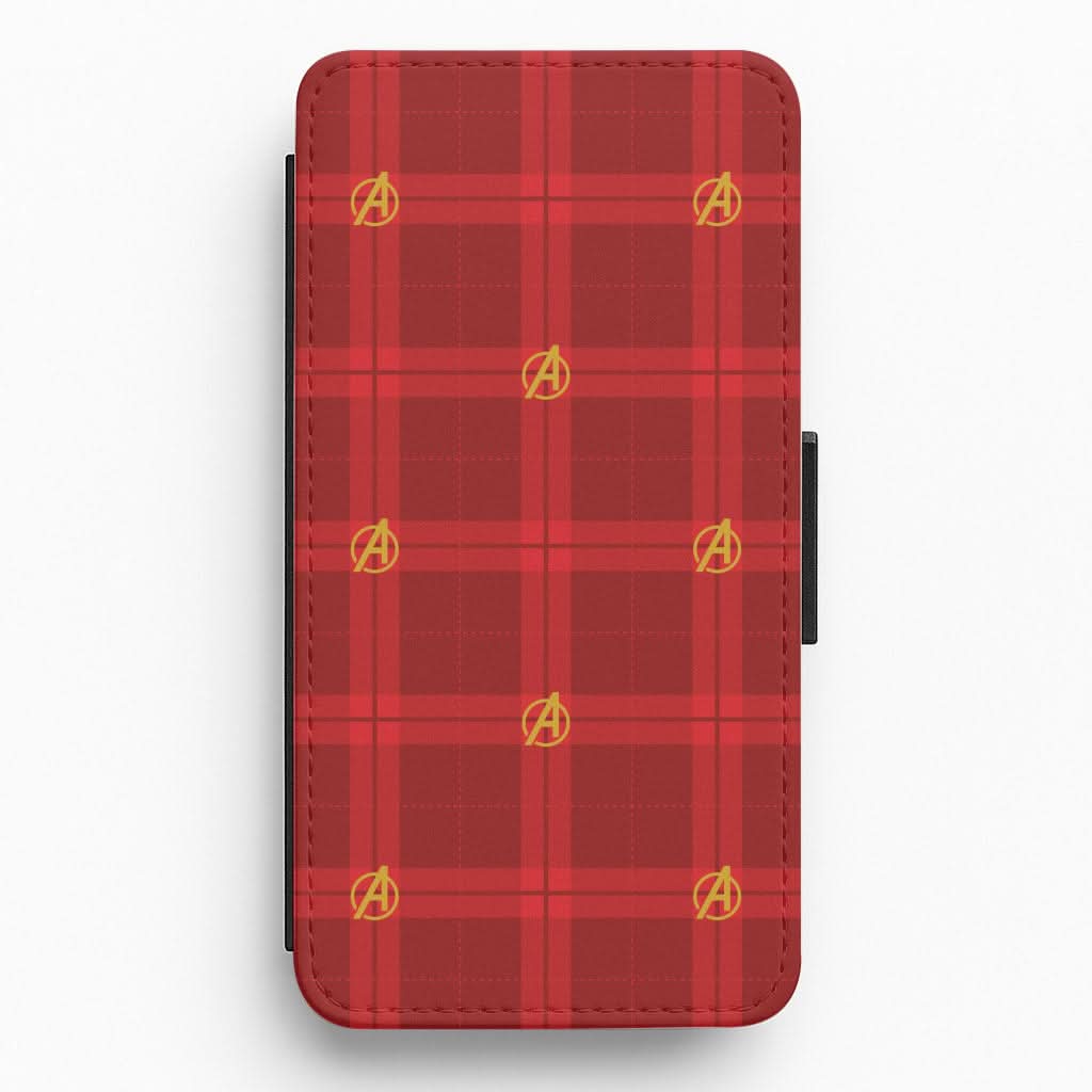 Superhero Team Red Tartan Pattern Flip / Wallet Phone Case
