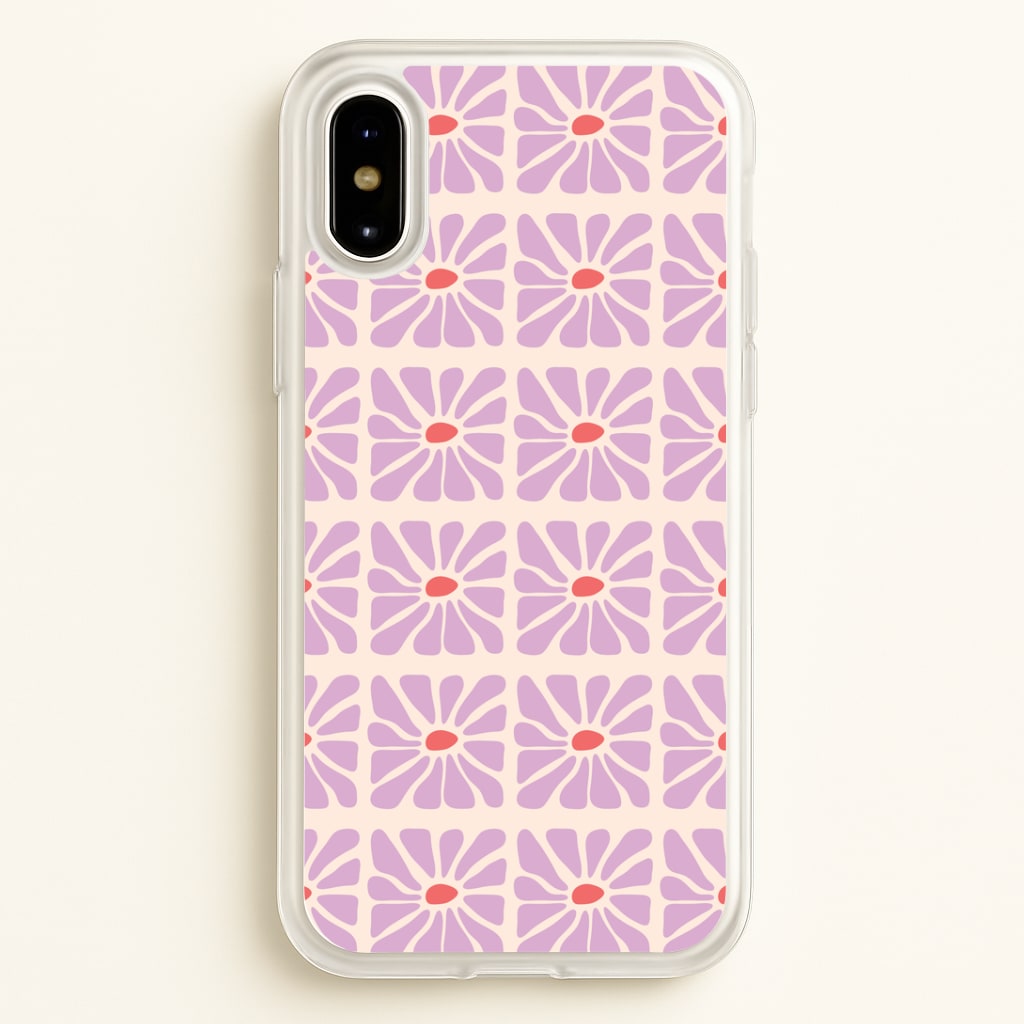 Square Abstract Flowers Mauve iPhone X / XS Case