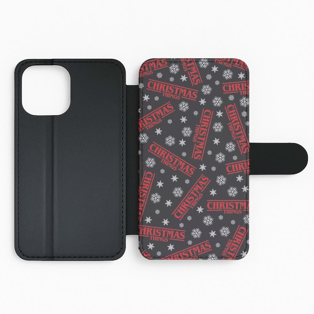 Christmas Things Snowflake Pattern Flip Phone Case