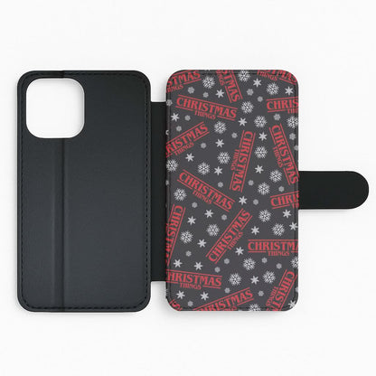Christmas Things Snowflake Pattern Flip Phone Case