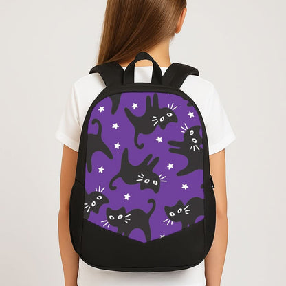 Cartoon Black Cats And Stars Pattern School Bag