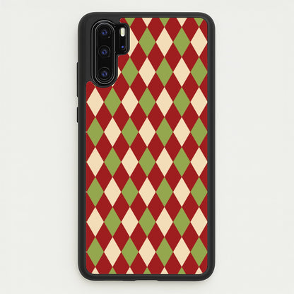 Red And Green Argyle Christmas Pattern Huawei P30 Pro Case