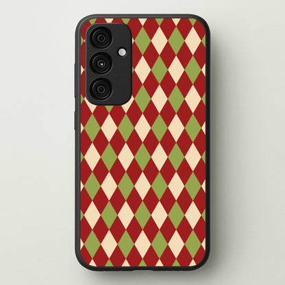 Red And Green Argyle Christmas Pattern Galaxy A35 Case