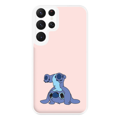 Cute Blue Alien Handstand Galaxy S22 Ultra Case
