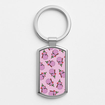Vampire Vegetable Pattern - Halloween Silver Metal Keyring