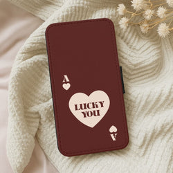 Ace Of Hearts Lucky You Leather Phone Case