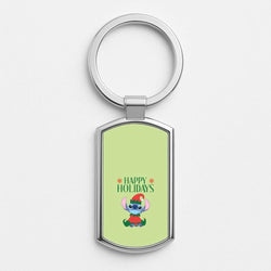 Cute Blue Alien Elf Silver Metal Keyring