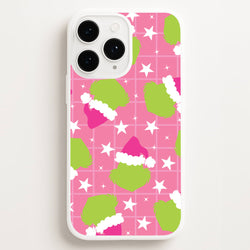 Pink Green Creature Xmas Pattern iPhone 16 Pro Case
