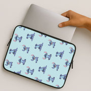 Cute Blue Alien Pose Pattern Laptop Sleeve 2