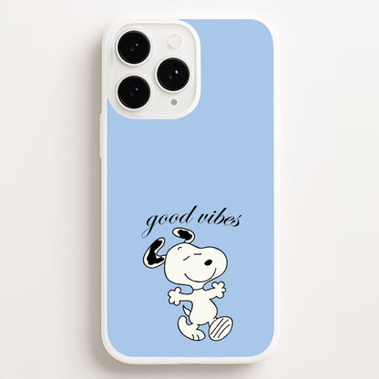 Good Vibes Cartoon Beagle Phone Case for iPhone, Samsung Galaxy and Google Pixel