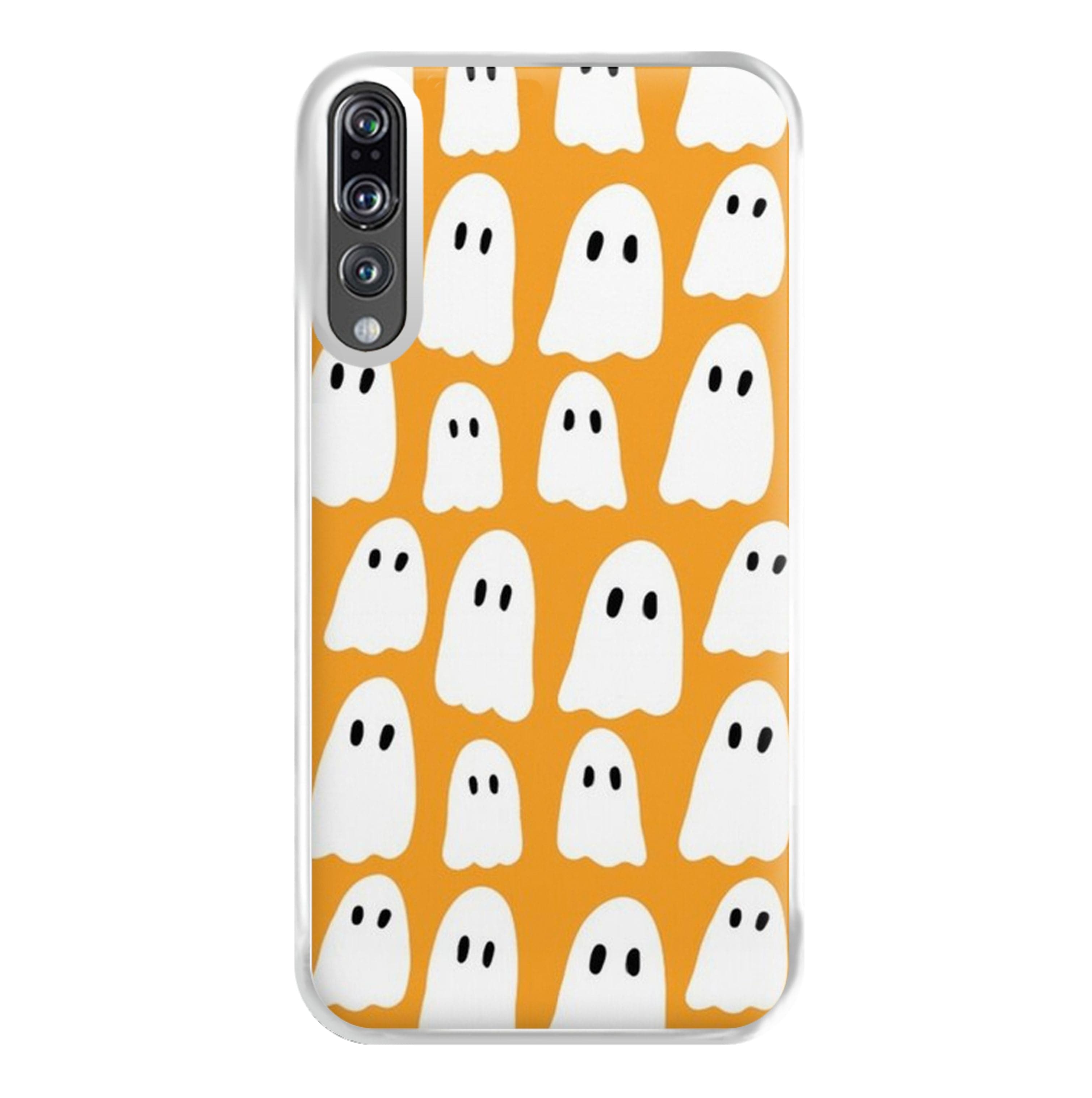 Orange Ghost Halloween Pattern Phone Case