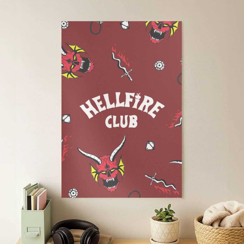 Hellfire Club Icons Collage Red Poster