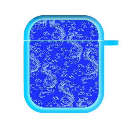 Blue Dragon Pattern AirPods Case