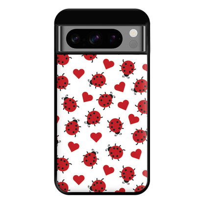 Ladybugs And Hearts Pattern Google Pixel 8 Pro Case