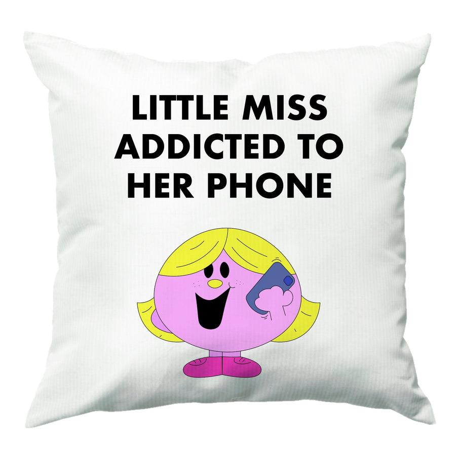 Little Miss Addicted To Her Phone - Aesthetic Quote Cushion