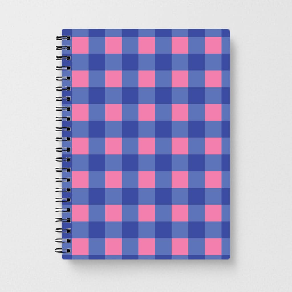 Pink And Blue Checkered Pattern Notebook