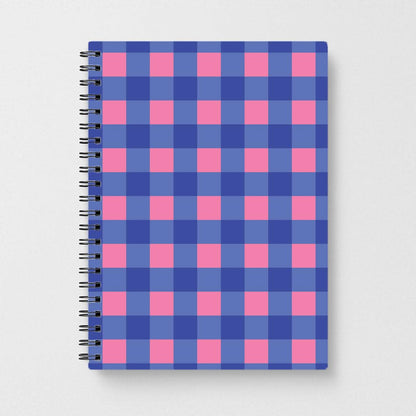 Pink And Blue Checkered Pattern Notebook