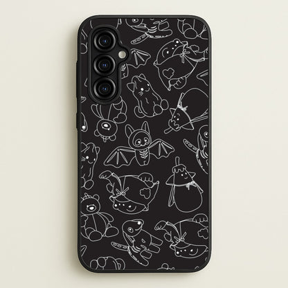 Halloween Plushies Pattern II - Halloween Galaxy A54 Case