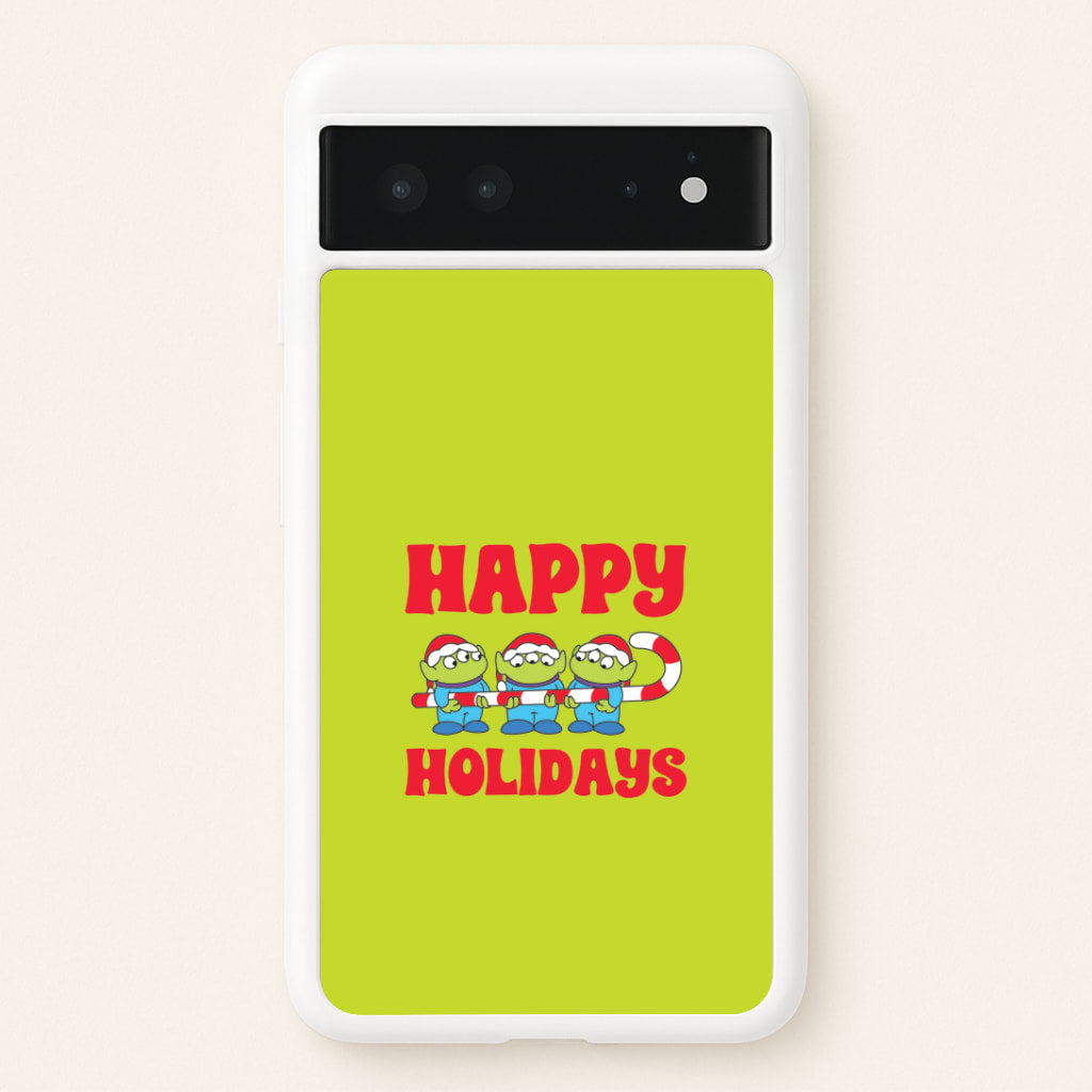 Happy Holidays Cute Green Aliens Google Pixel 6 Case