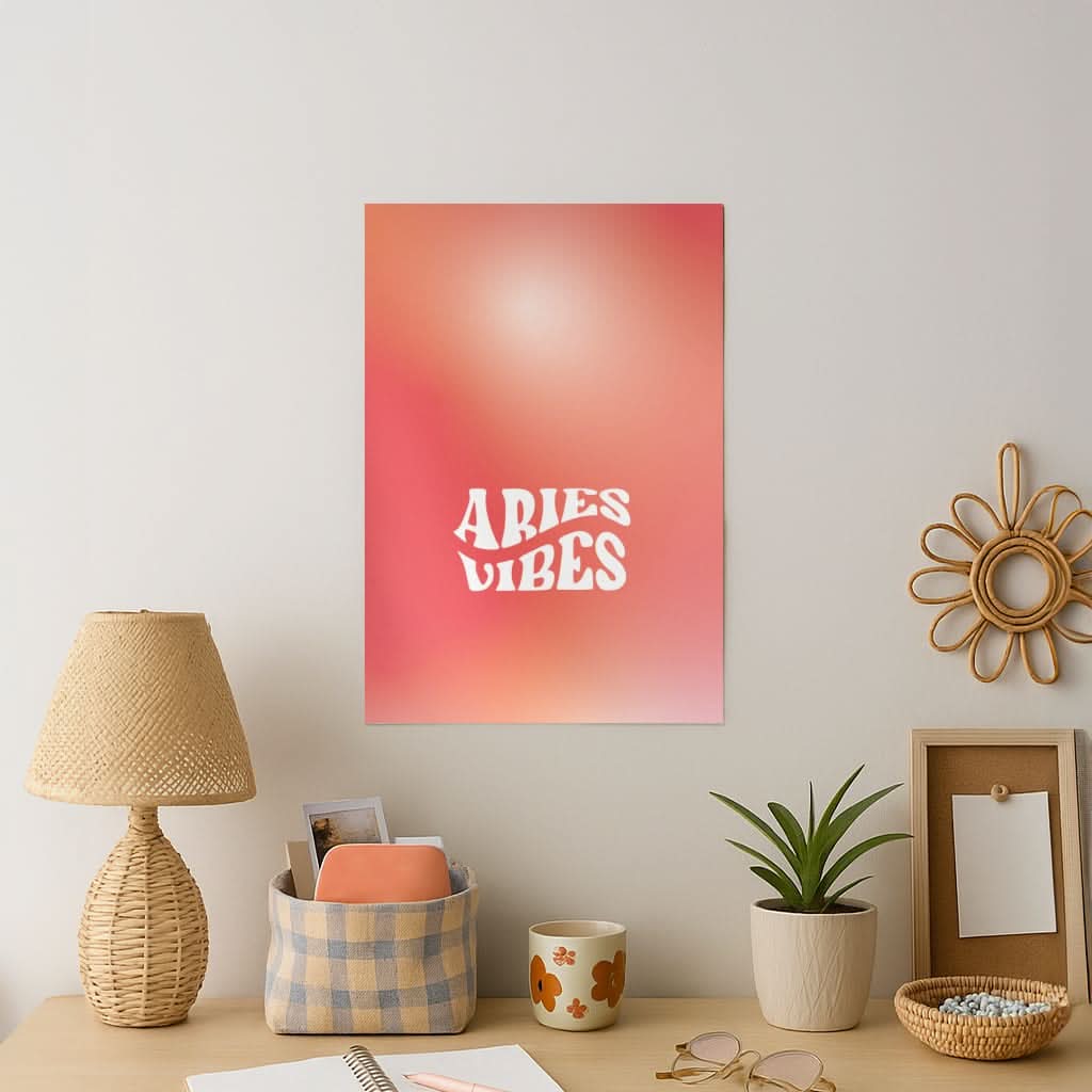 Aries Vibes Gradient Zodiac Art Print
