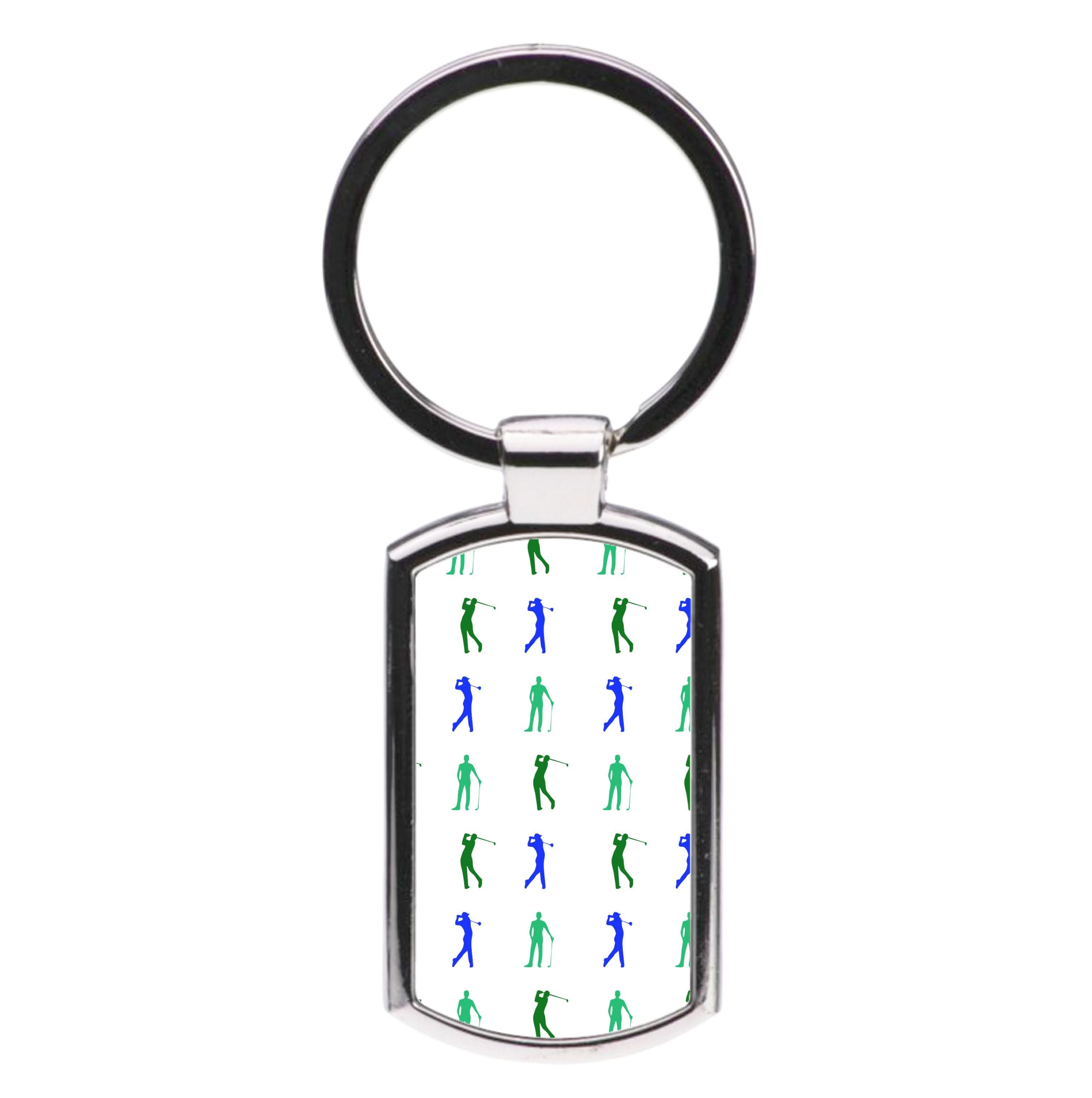 Golfer Silhouettes Pattern Luxury Keyring