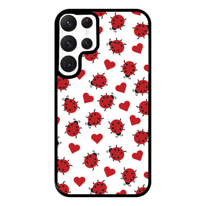 Ladybugs And Hearts Pattern Galaxy S22 Ultra Case