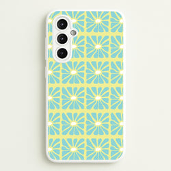 Square Abstract Flowers Blue Galaxy A14 Case