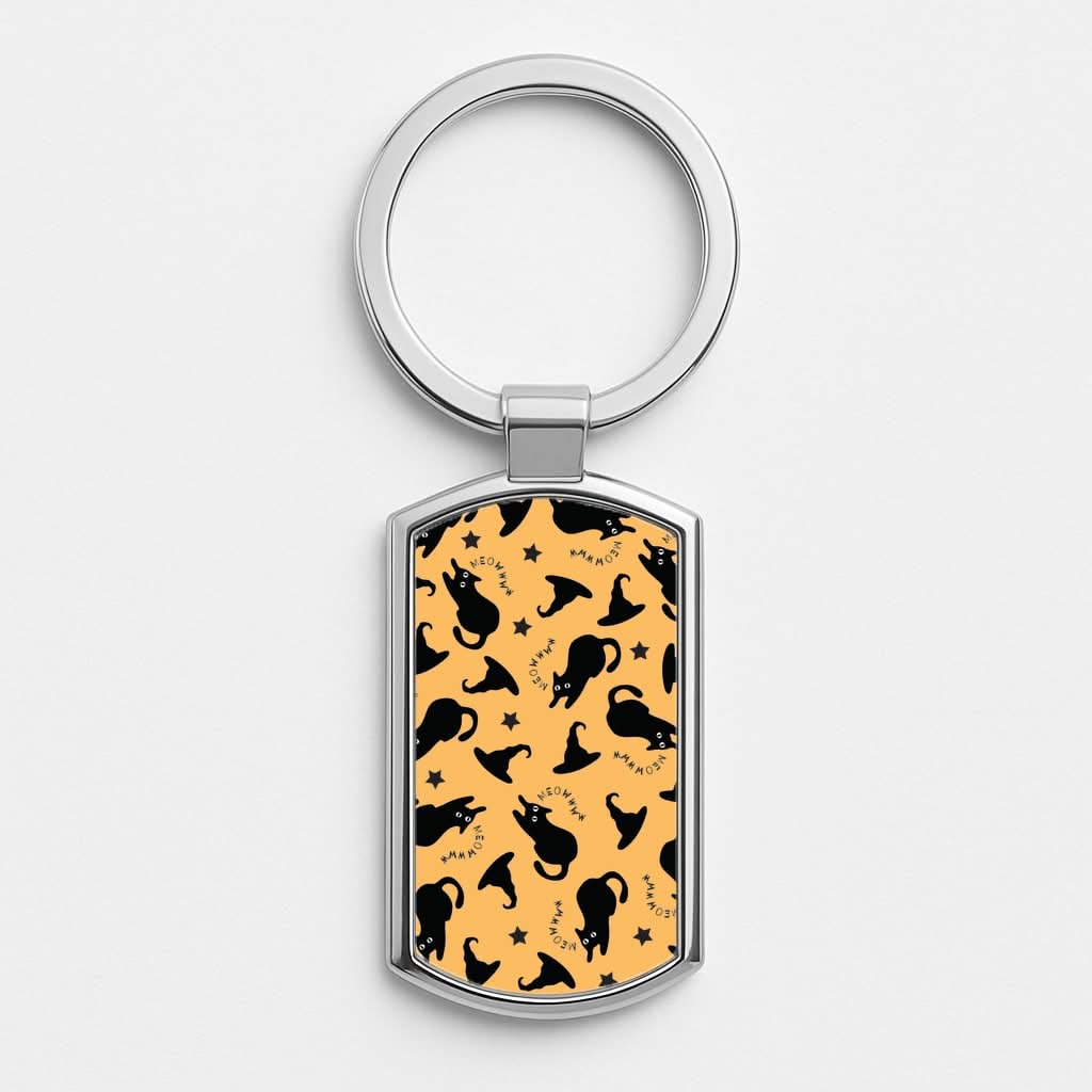 Black Cat And Hats Pattern Luxury Keyring