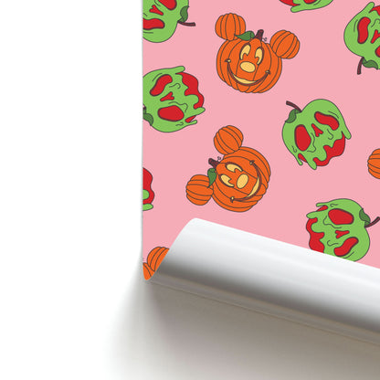 Pumpkin Mouse And Poison Apple Pattern Poster