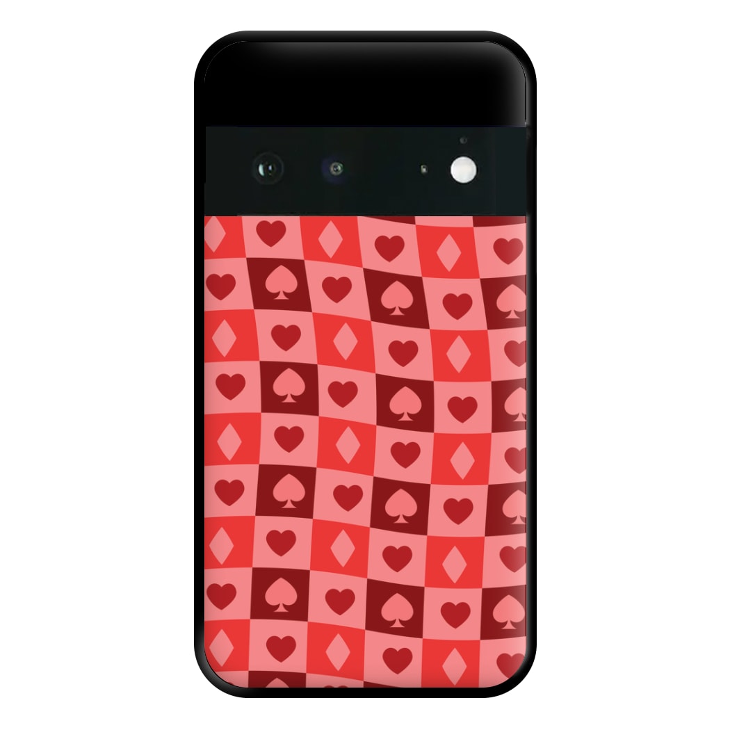 Card Suits Pattern Red Google Pixel 6a Case