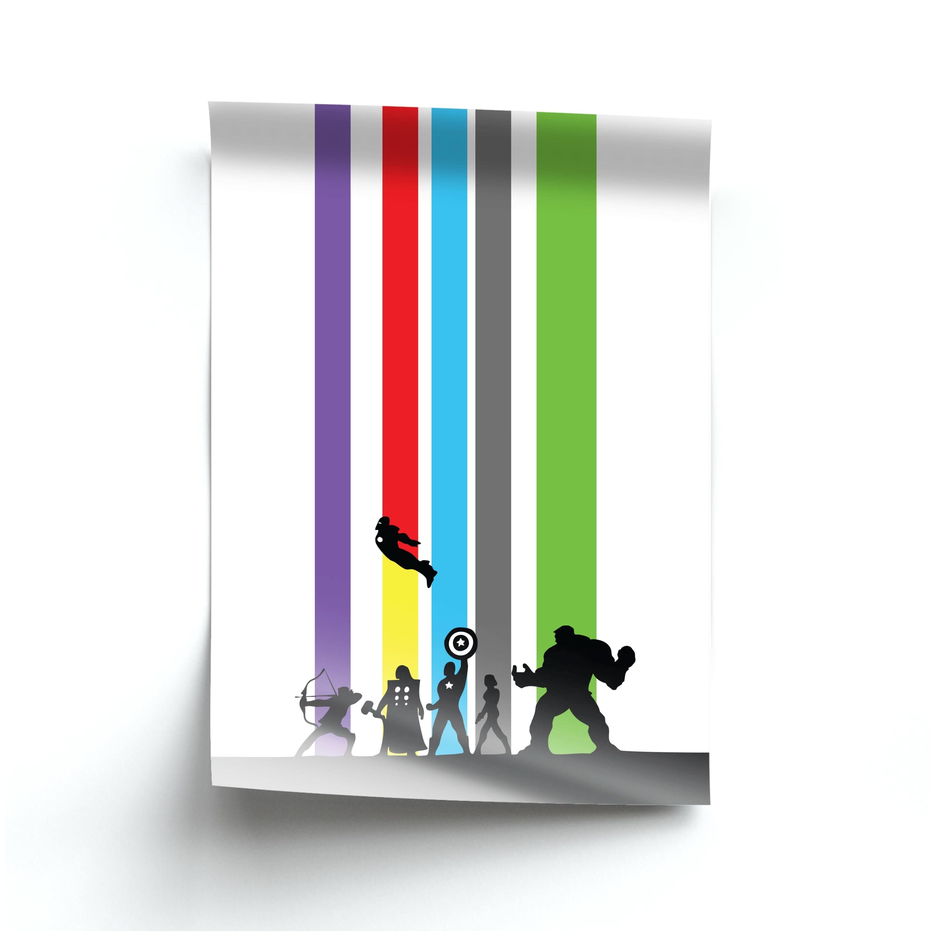 Superhero Team Silhouette Poster