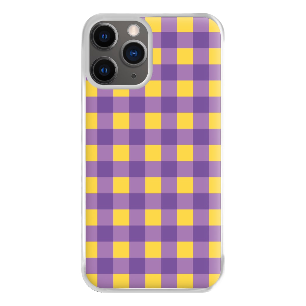Purple And Yellow Checkered Pattern iPhone 12 Pro Max Case