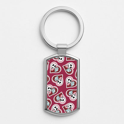 J And S Heart Pattern Silver Metal Keyring
