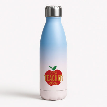 Apple Best Teacher Ever Blue Water Bottle